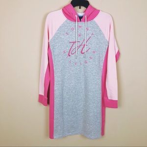 Tommy Hilfiger Gray & Pink Hoodie Sweatshirt Dress